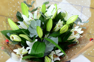 White Lily Bouquet - A Bouquet of oriental Lily's, ready-arranged and delivered as a finished floral product for you or your loved ones to enjoy.